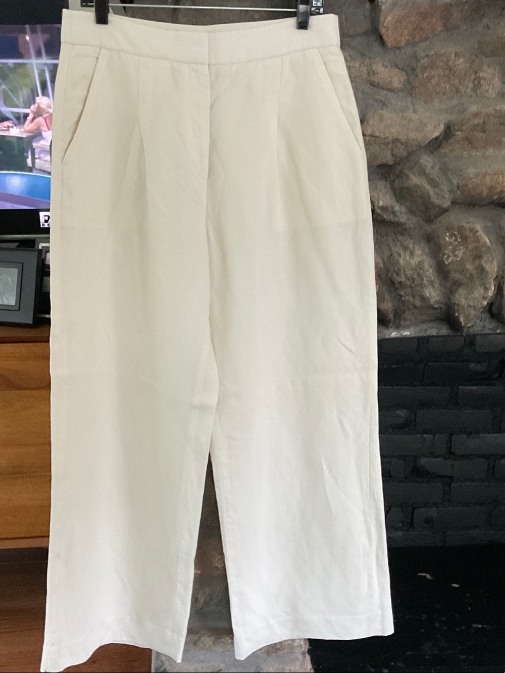 Banana Republic Cream High-Waist Wide-Leg Trousers - Picture 1 of 7